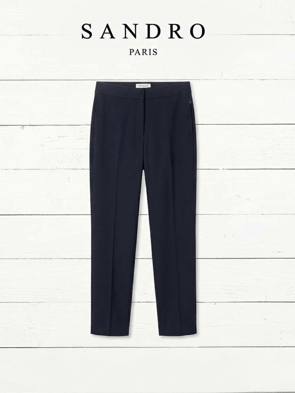 Sandro Paris • Navy Straight Leg Trouser • Size 6